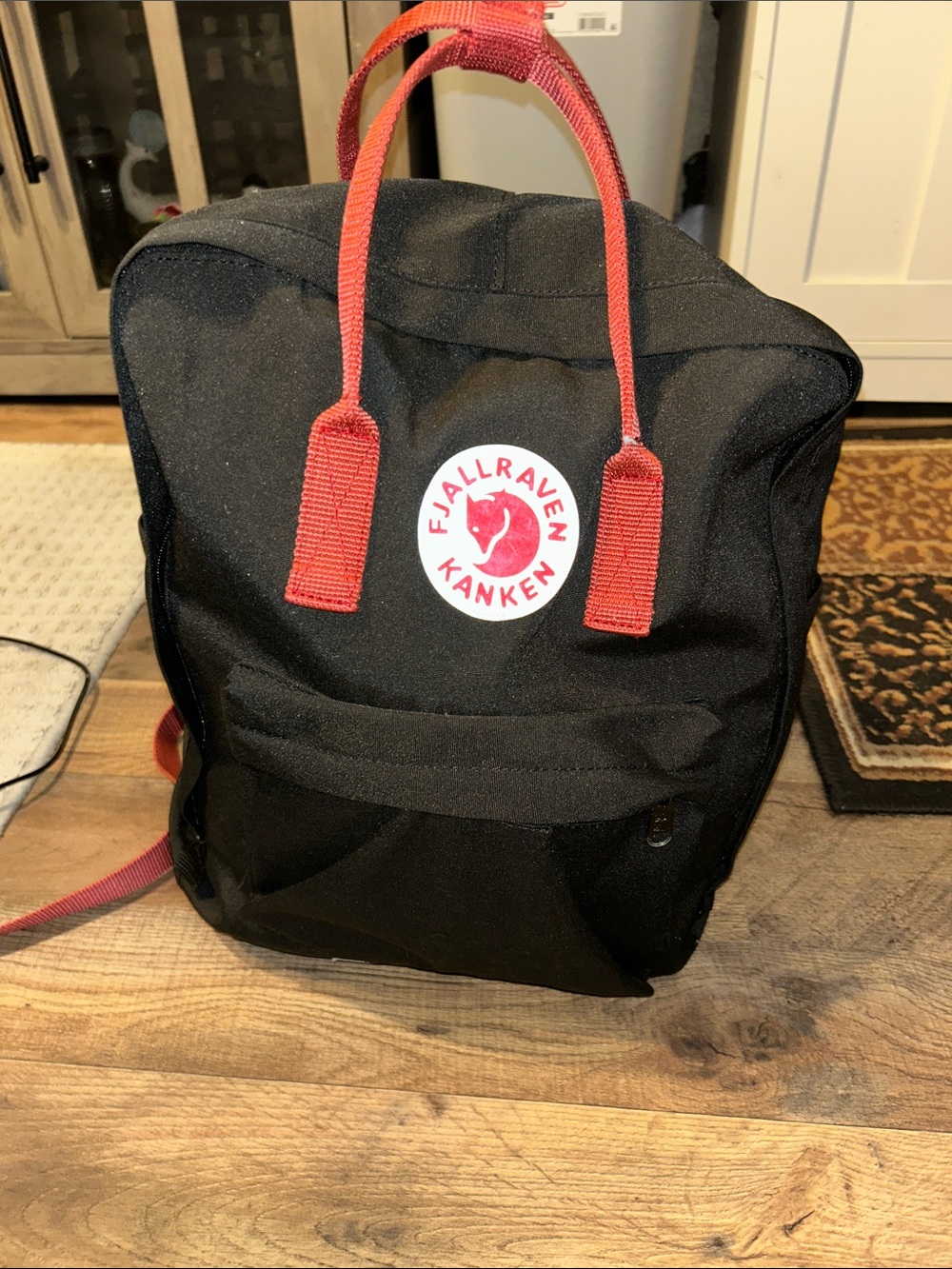 Fjallraven KanKen Backpack - Black with Red Accents